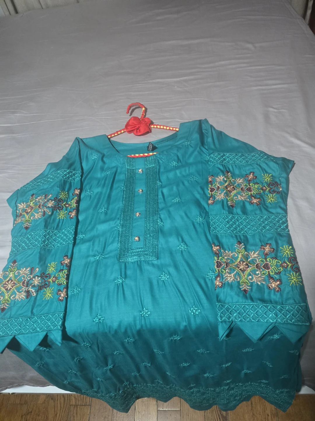 Teal Embroidered Kurti - photo 2