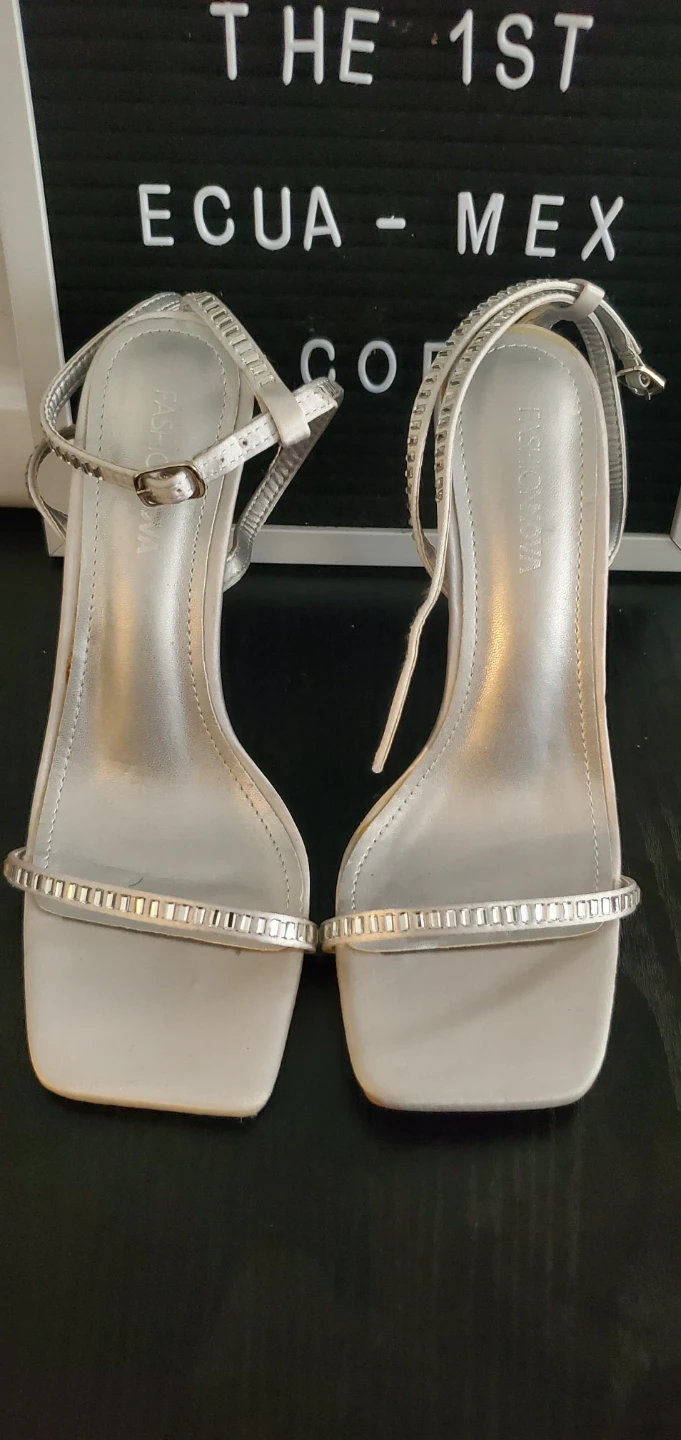 Fashion Nova Silver Embellished Heels