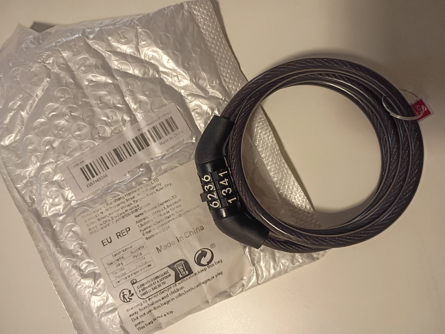 Combination Cable Bike Lock