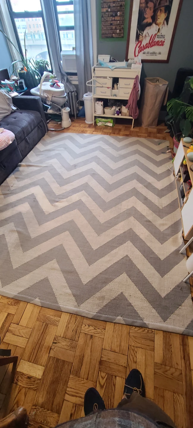 Jonathan Adler Gray & Ivory Chevron Wool Rug – 8′ × 10′