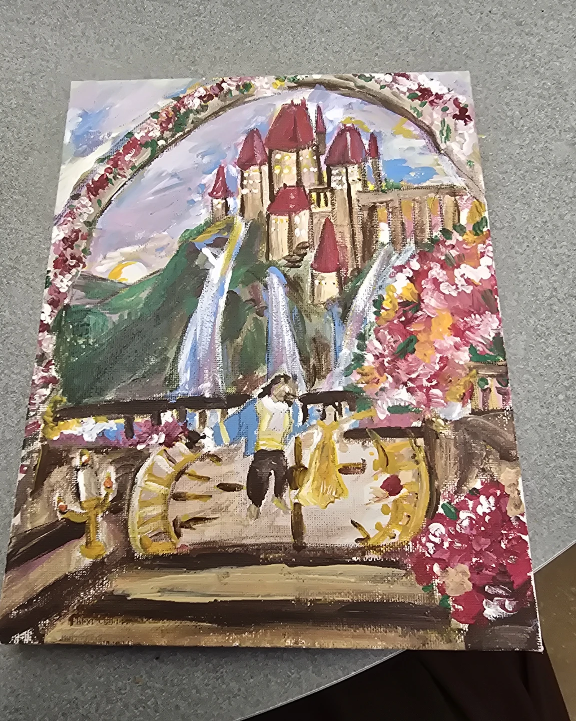 Beauty and the Beast Hand-Painted Canvas