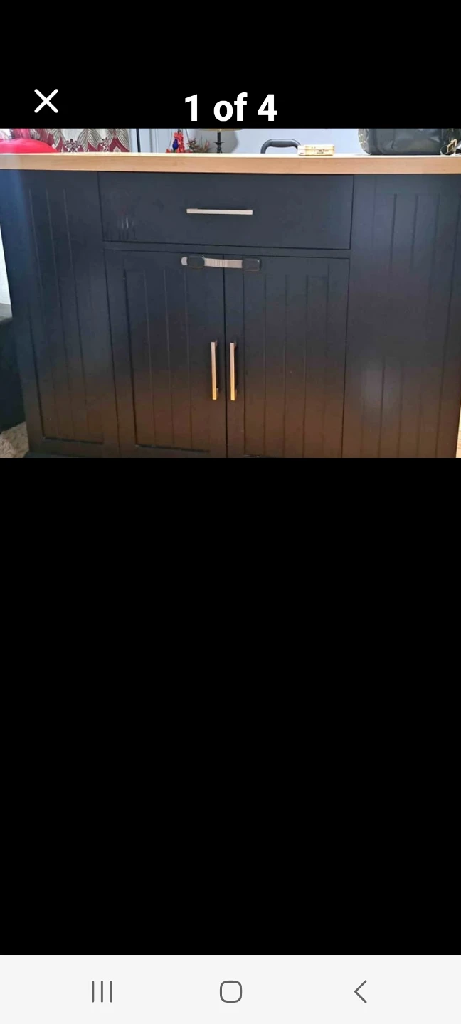 Black Kitchen Island with Wood Top - photo 3