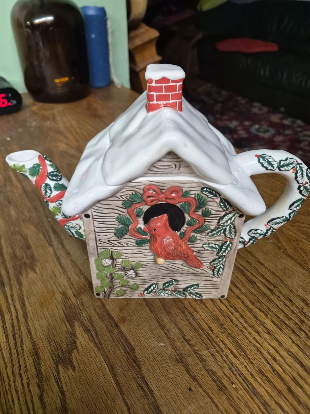 Christmas Themed Ceramic House Teapot