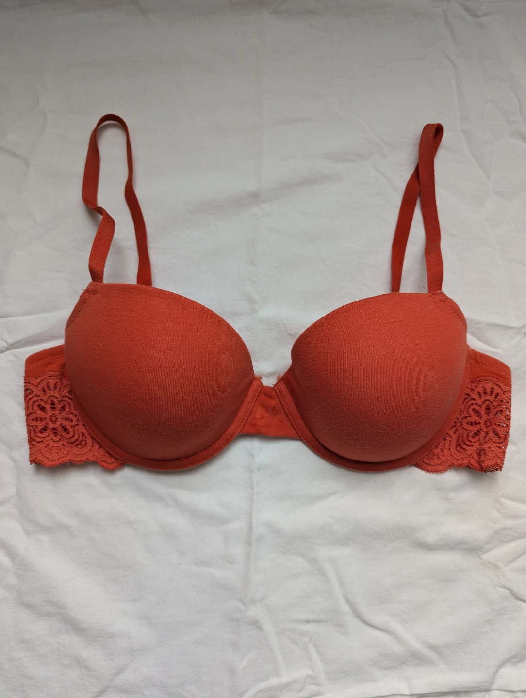 La Senza Remix Lightly Lined Cotton Balconnet Bra 34C orange