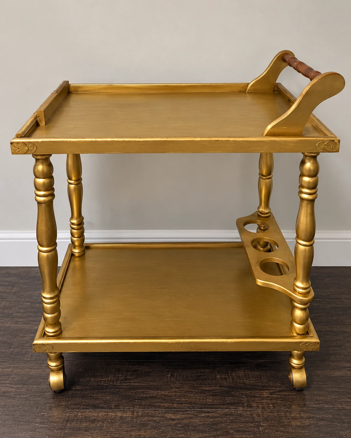 Vintage Gold Two-Tier Bar Cart