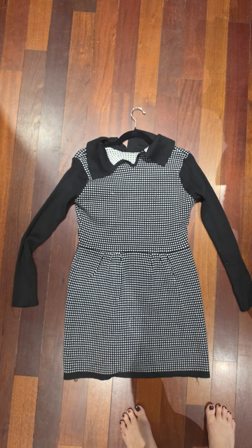 Black and white polka dot knit dress