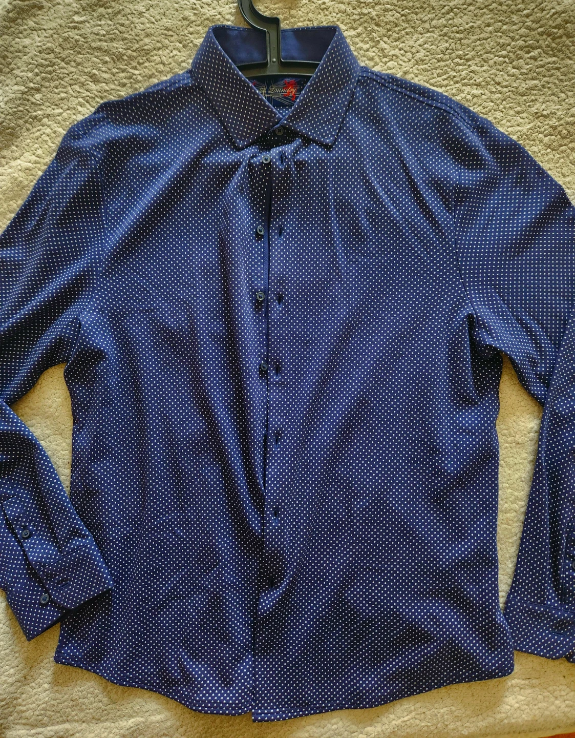 English Laundry Navy Polka Dot Shirt size L