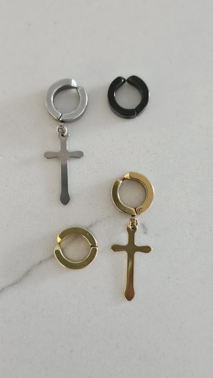 Cross hoop earrings set
