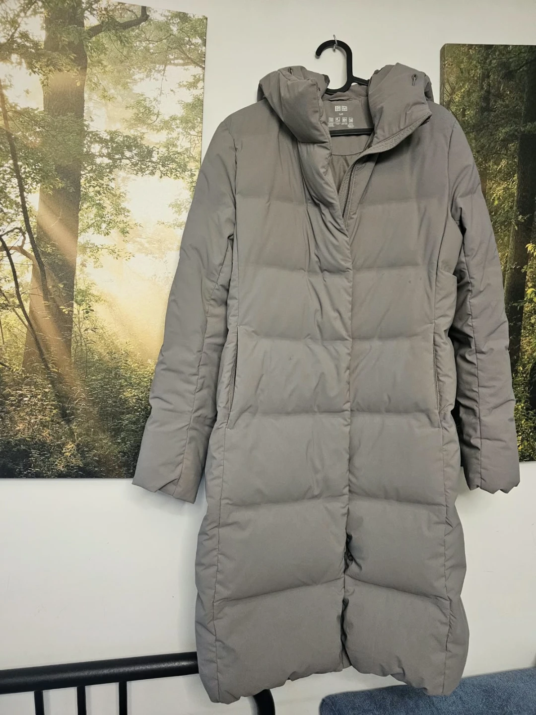 Uniqlo Seamless Down Hooded Coat - Grey - Small - photo 2