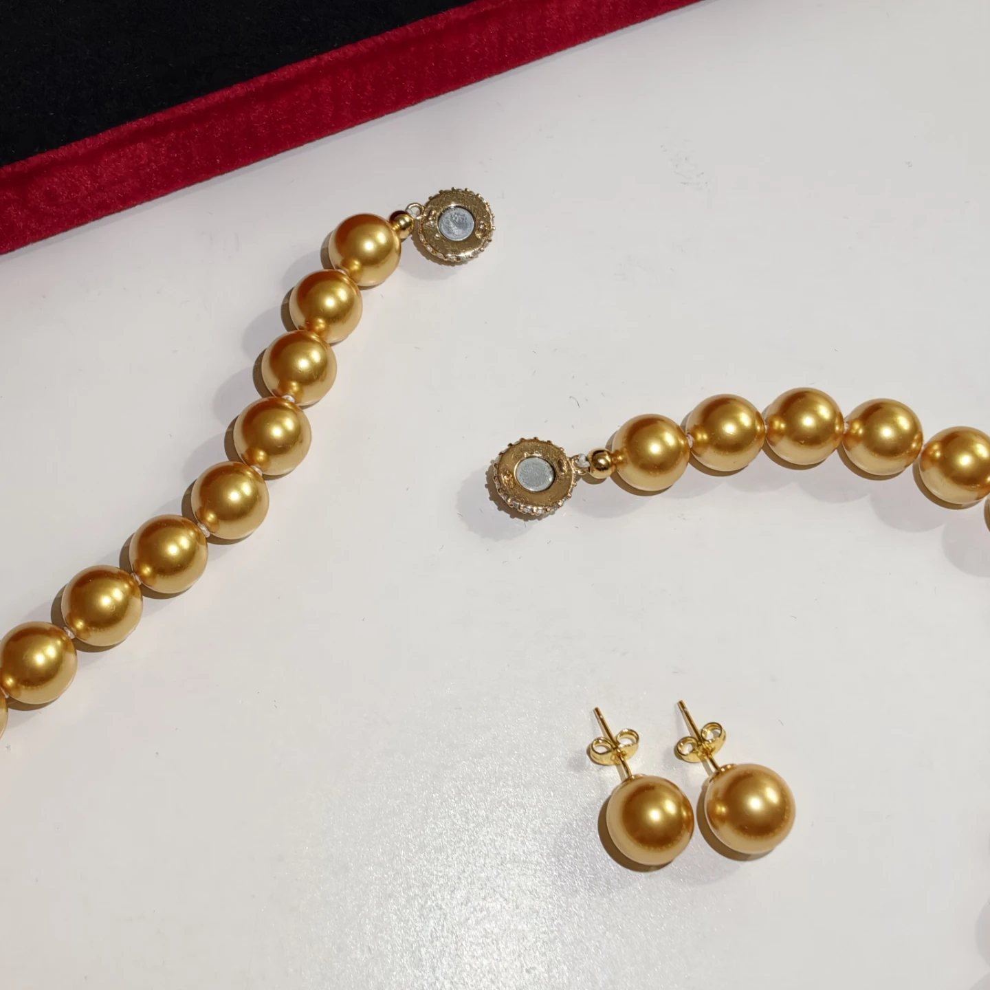 NO FILTER!! Golden Pearl Necklace and Earring/Gift for her - photo 3