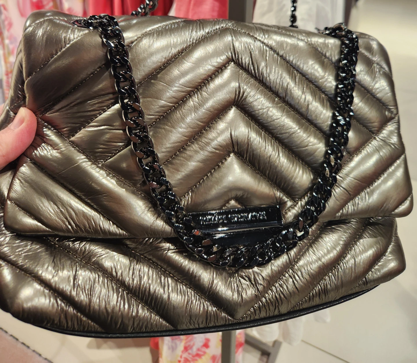 Armani Exchange Metallic Quilted Handbag