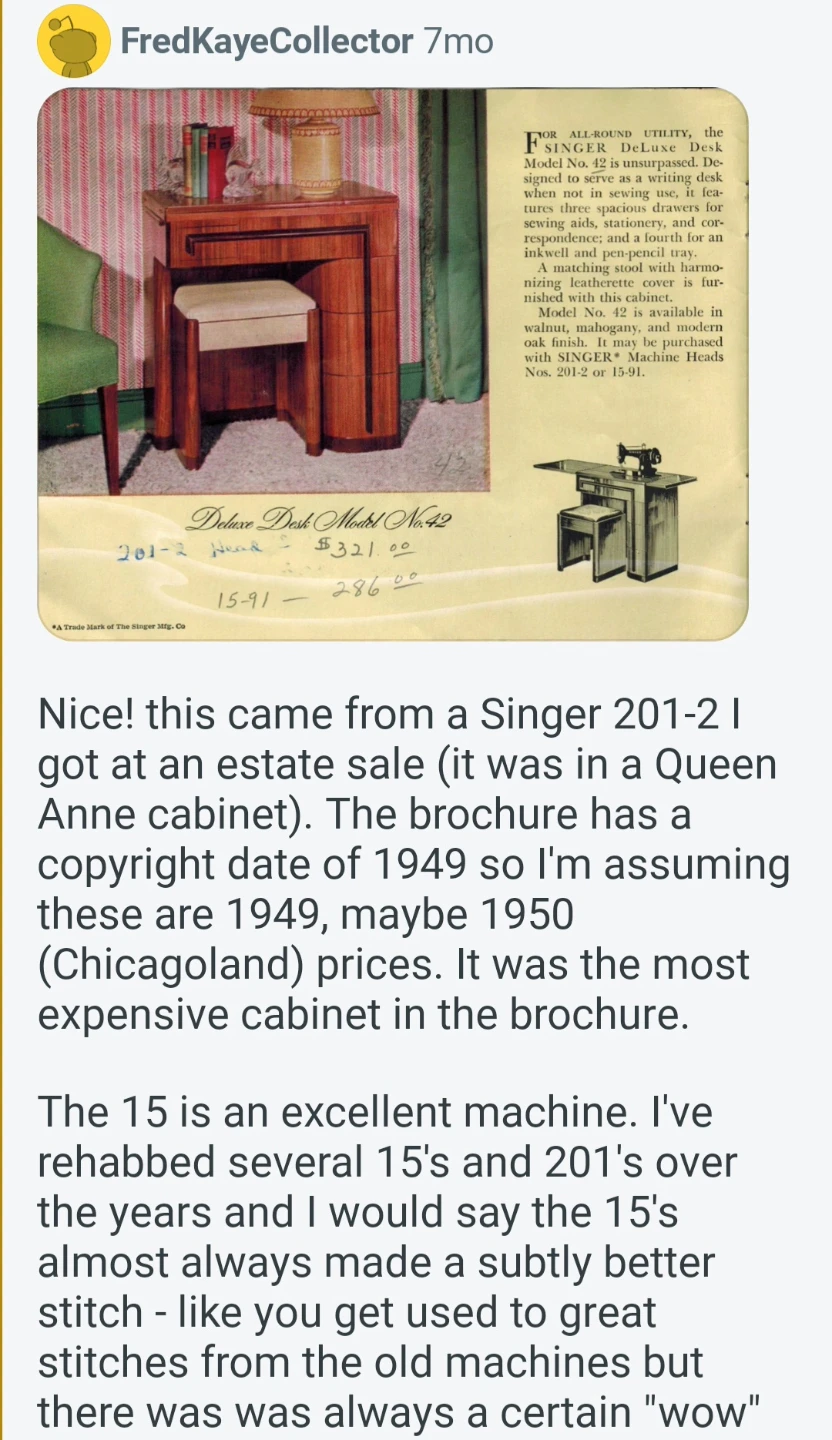 1942 Singer Sewing Machine #42 Queen Ann Writing Desk - photo 4