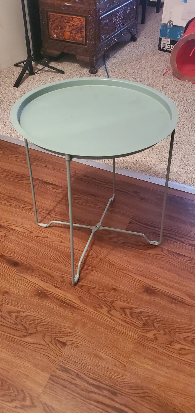 Sage Green Metal Tray Side Table