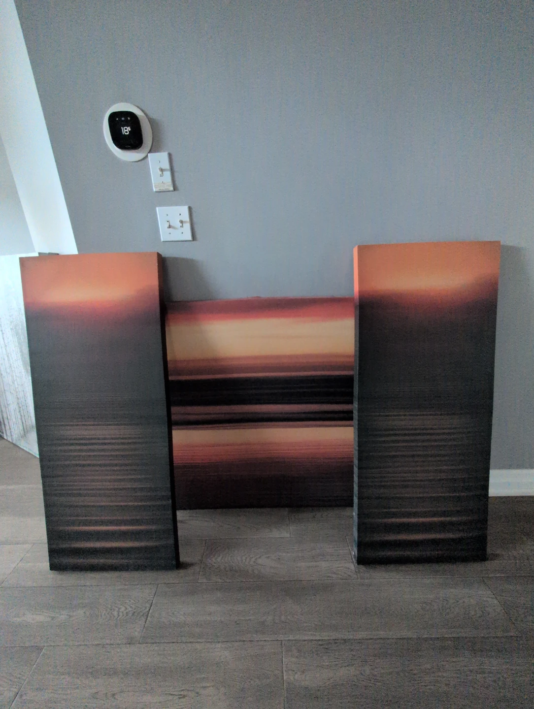 Set of 3 Sunset Landscape Wall Art Canvases