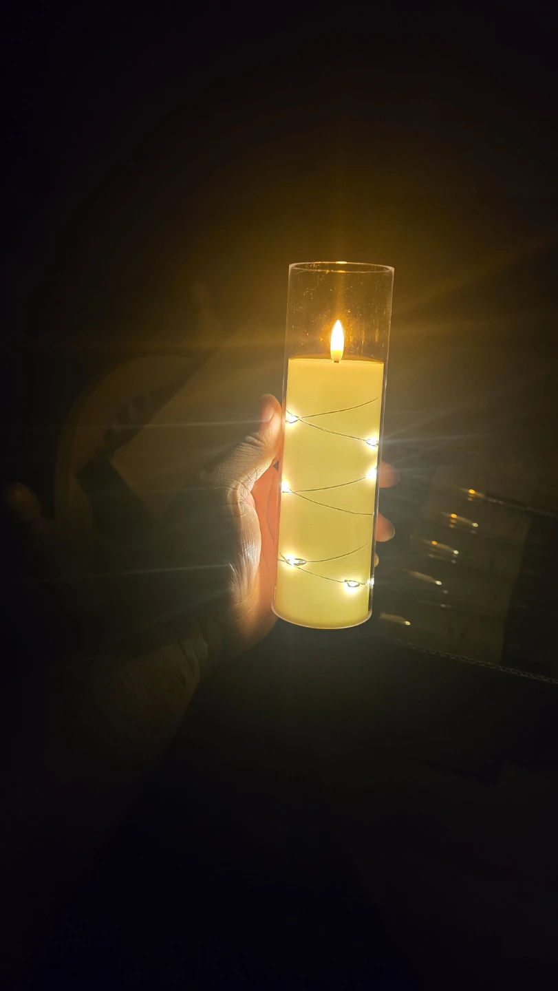 Set of 24 LED Pillar Candles in Glass Sleeves