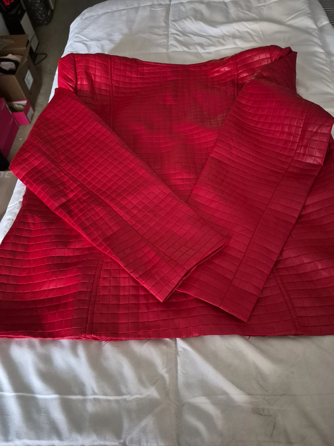 Red Quilted Zip-Up Jacket - photo 3
