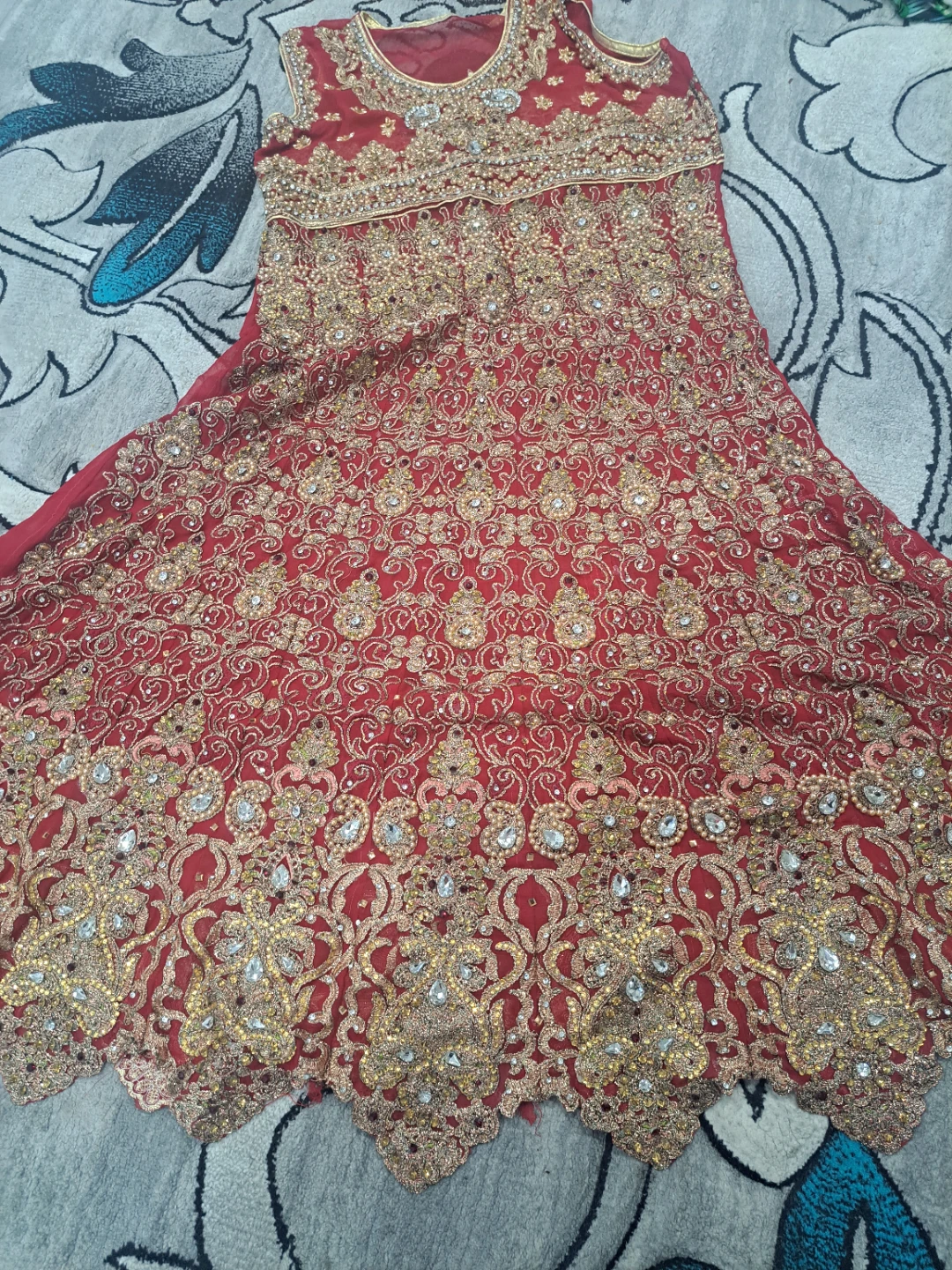 Red and Gold Embroidered Traditional Dress - photo 2