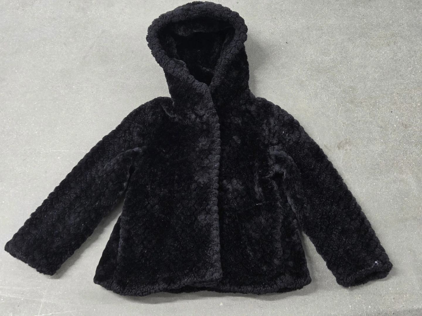 Catherine Malandrino Black Faux Fur Hooded Jacket