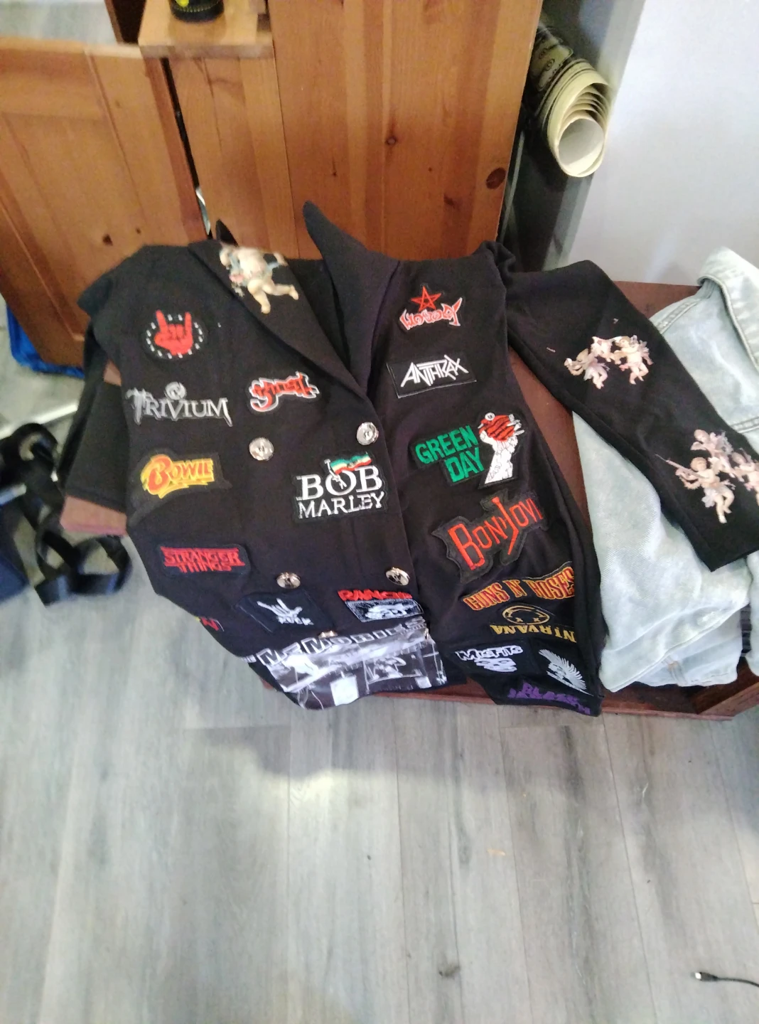 Custom Black Band Patch Jacket