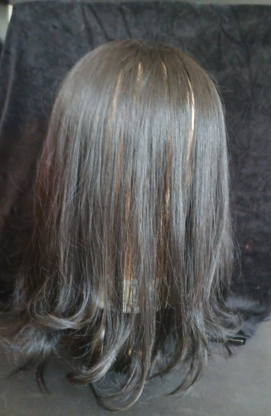 Synthetic hair topper with Bangs Color 1B - photo 4