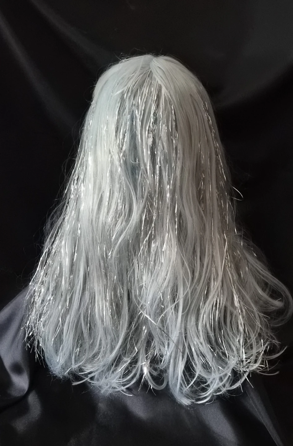 Blue-Silver Tinsel Costume Wig