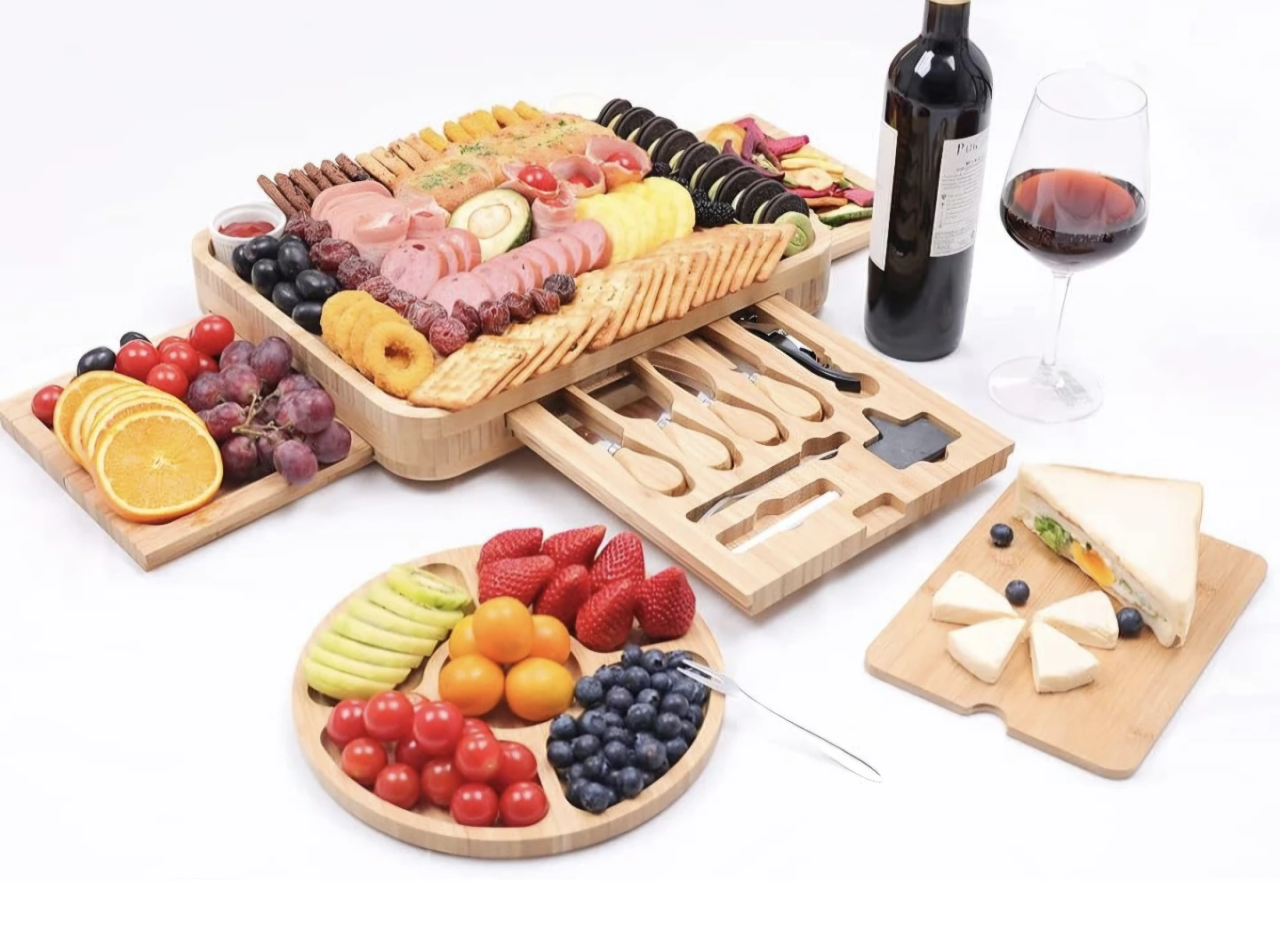 Bamboo Charcuterie Board with Serving Set - photo 3