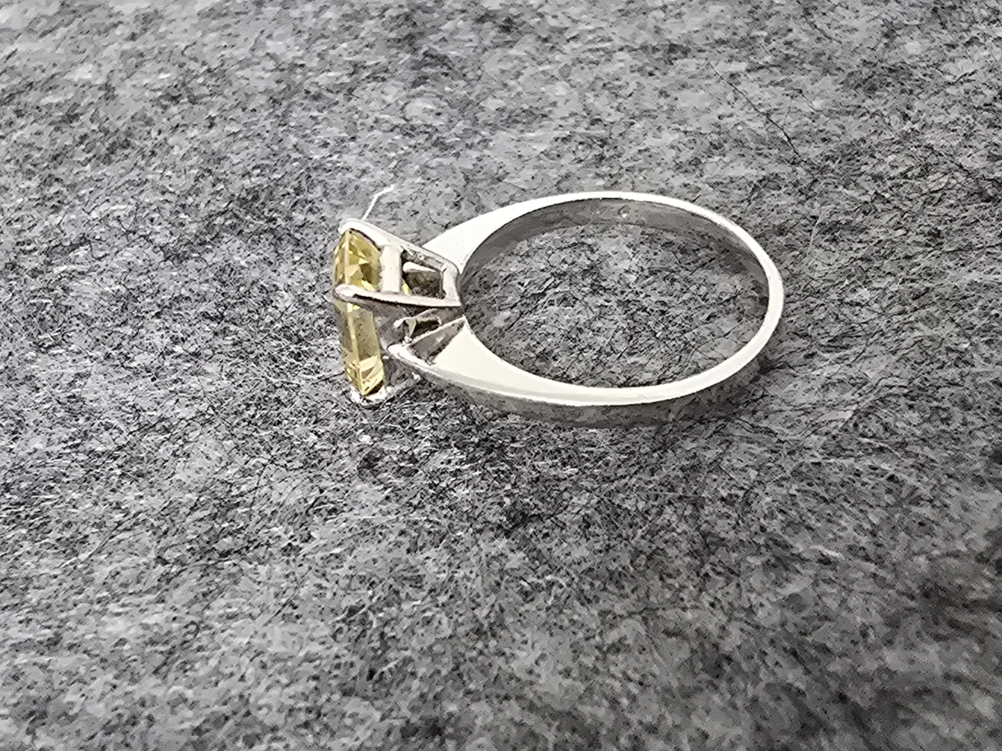 Sterling Silver Yellow Citrine  Stone Ring
