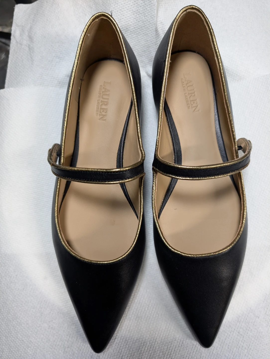 Lauren Ralph Lauren Londyn Metallic-Trim Leather Mary Jane