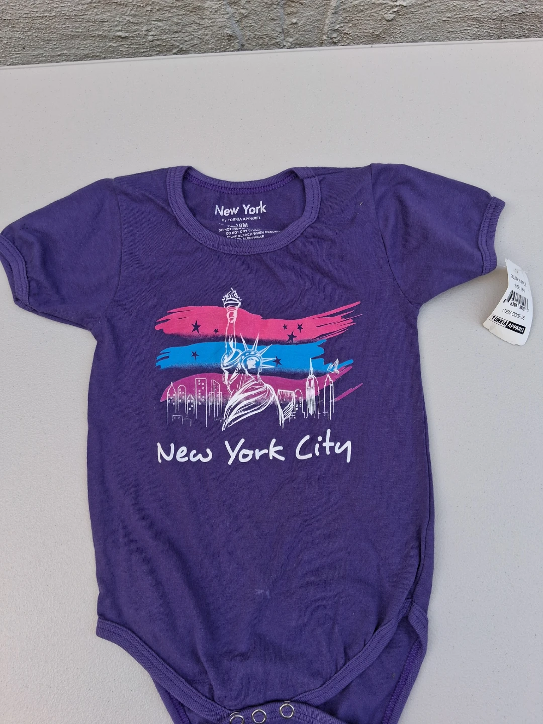 Torkia Apparel New York City Baby Onesie - Purple - 18M