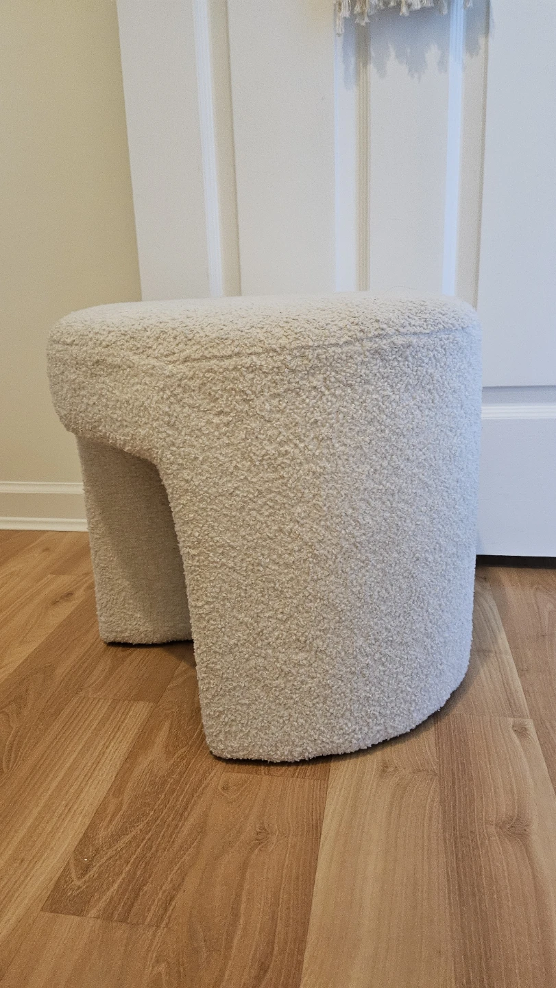 Cream Bouclé Upholstered Stool - photo 3