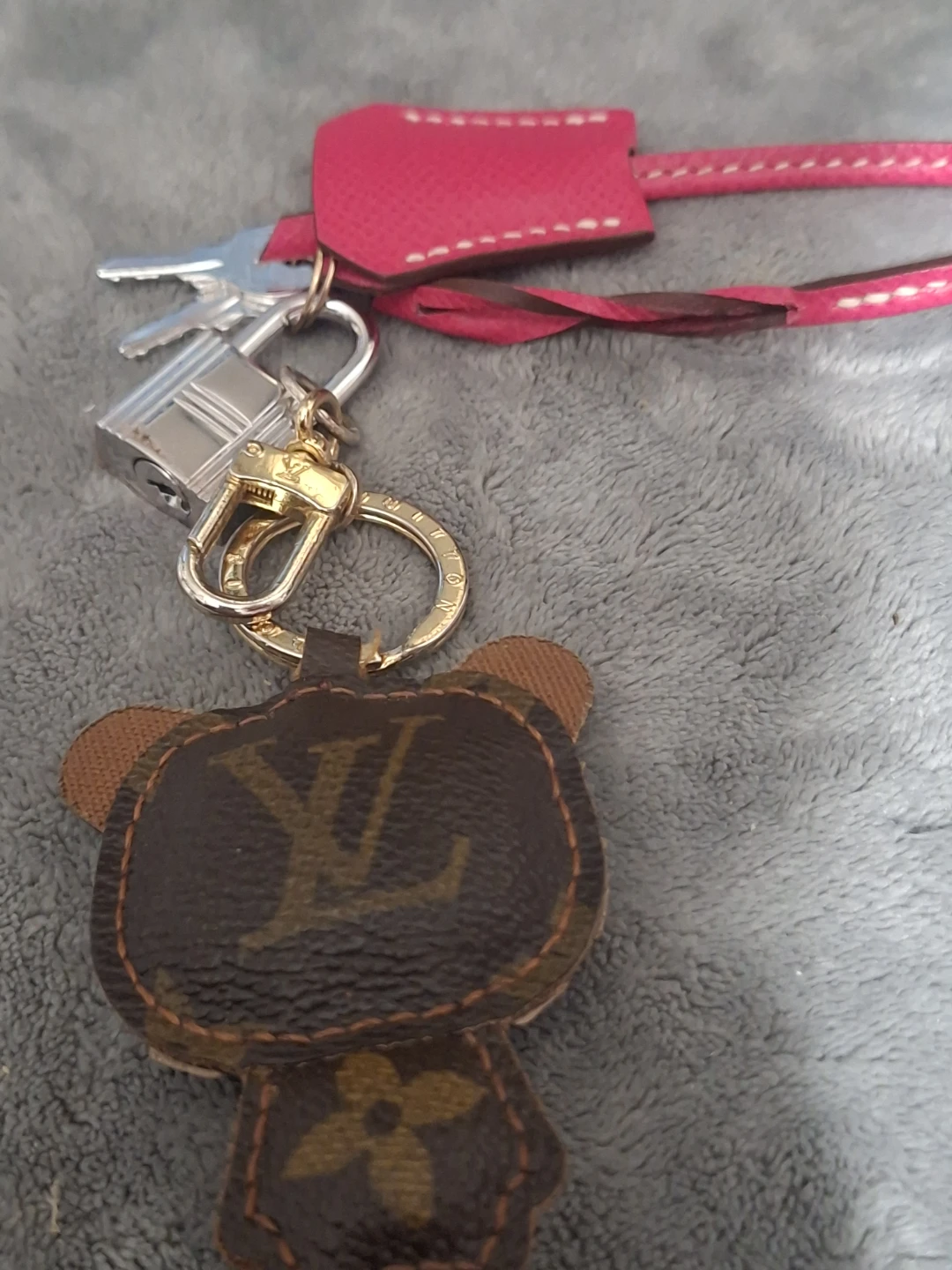 Louis Vuitton Bear Bag Charm Keychain + HERMÈS LOCK W/2 KEYS