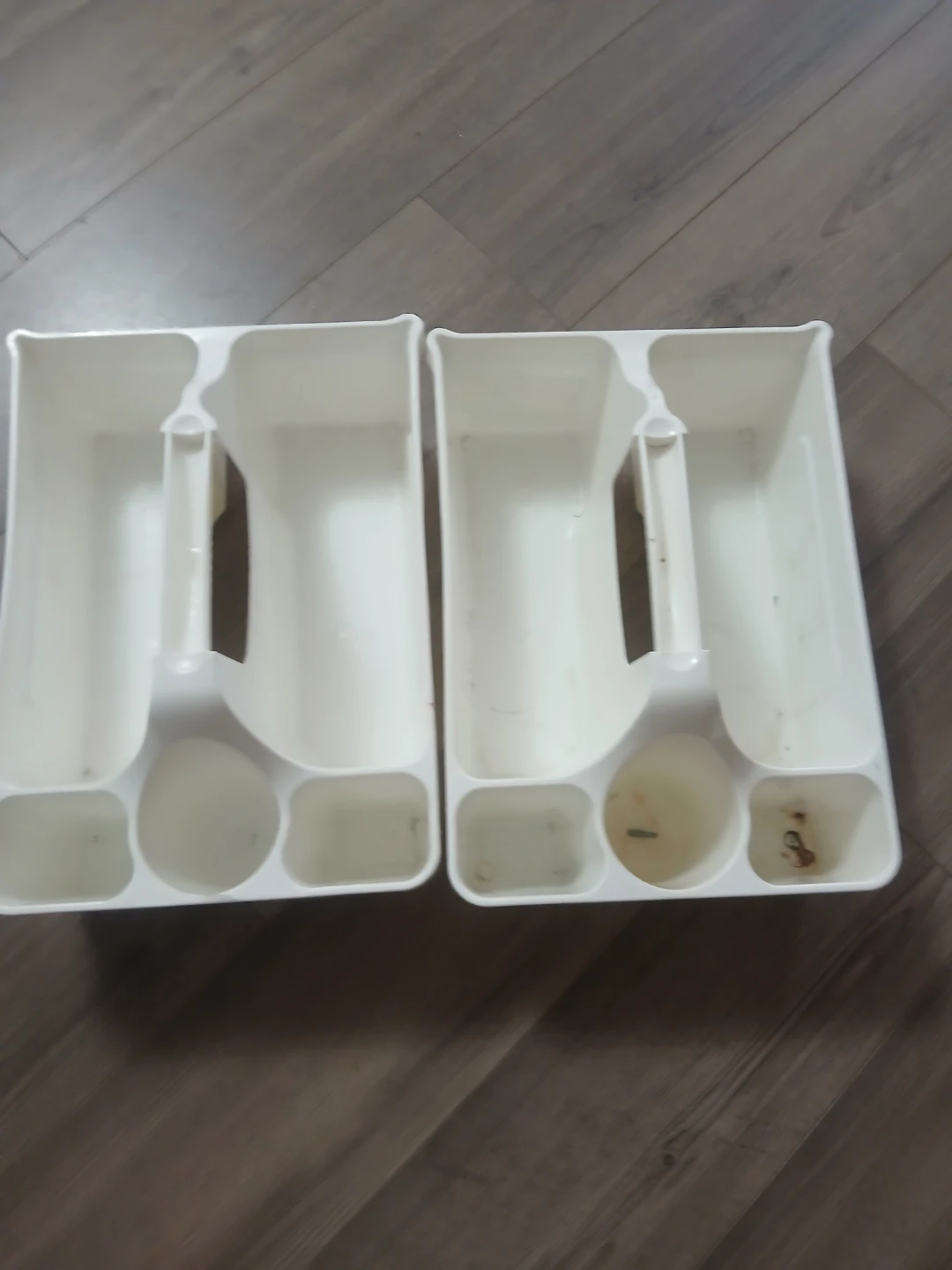 Set of Two White Plastic Storage Caddies