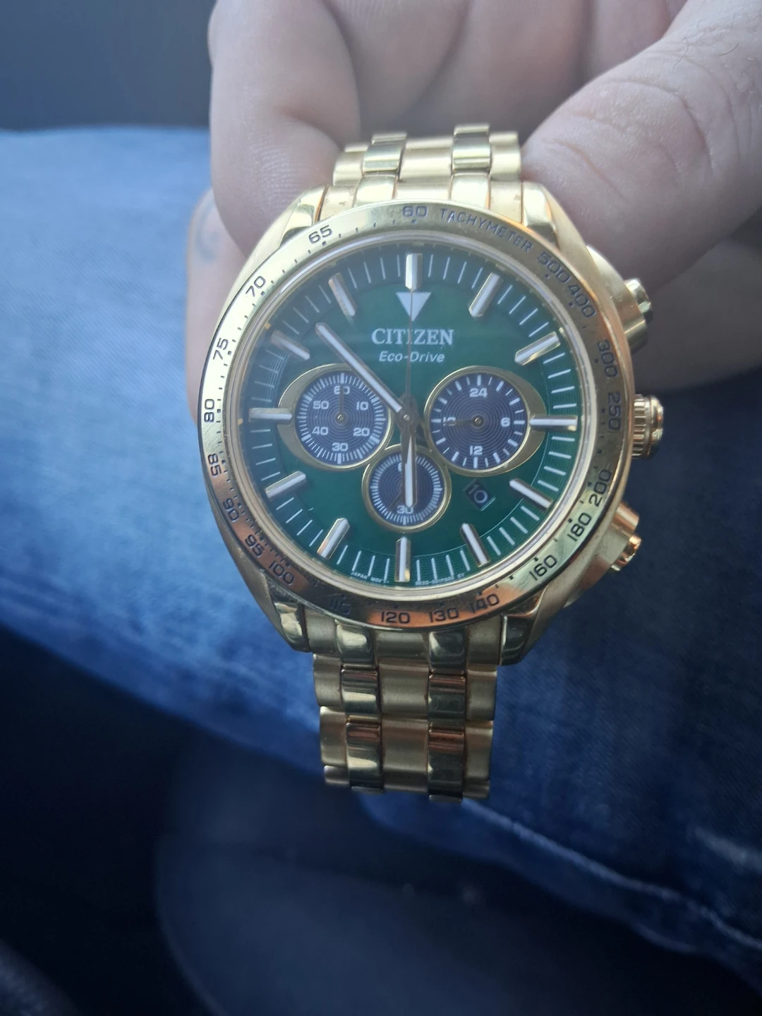 Citizen Eco-Drive Gold Tone Chronograph Watch