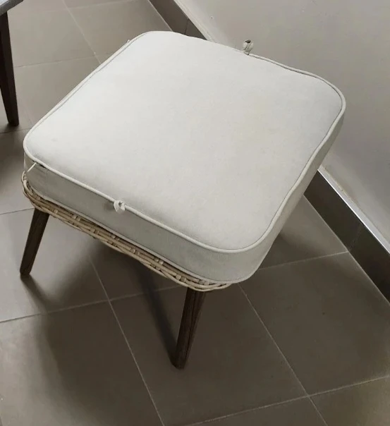 Wicker Footstool with Off-White Cushion - photo 2