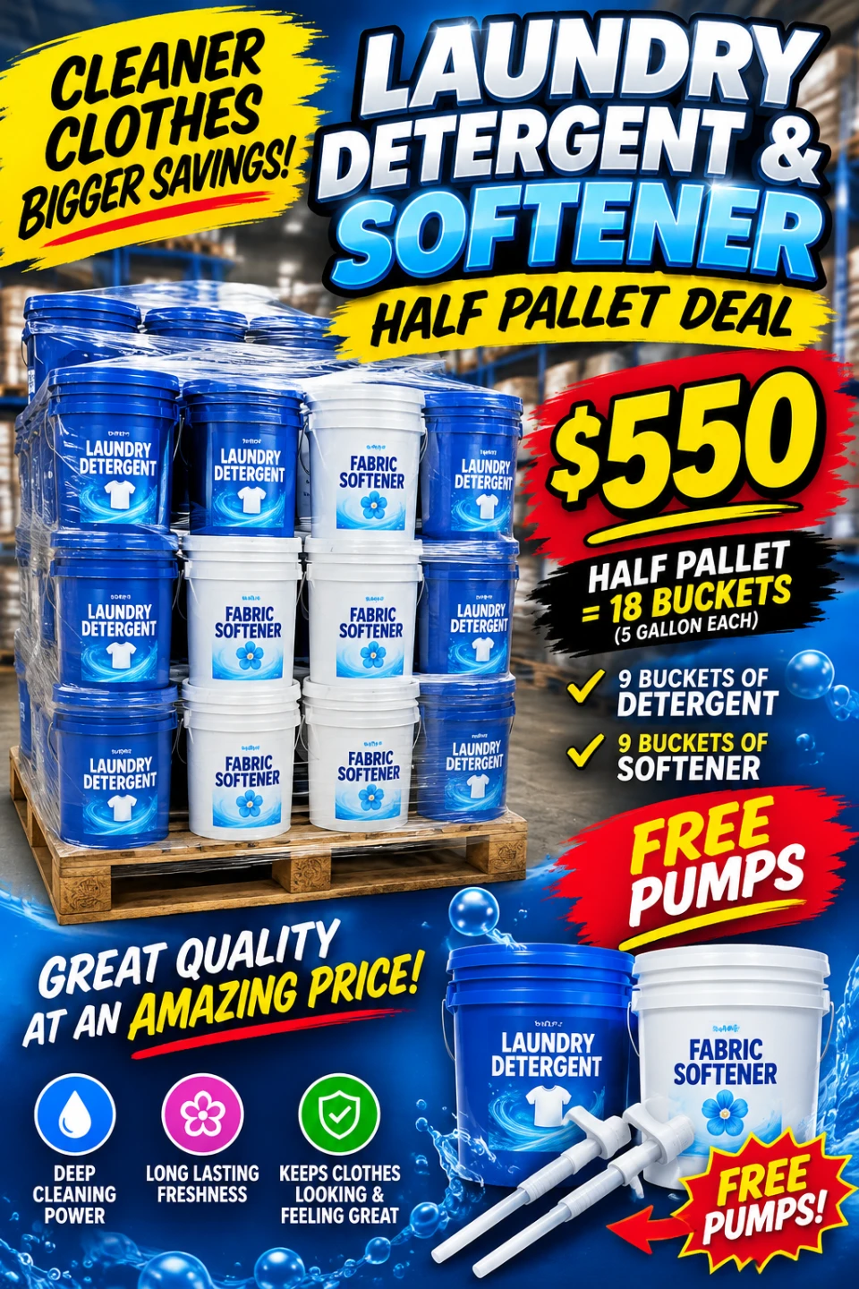 Laundry Detergent and Fabric Softener Half Pallet