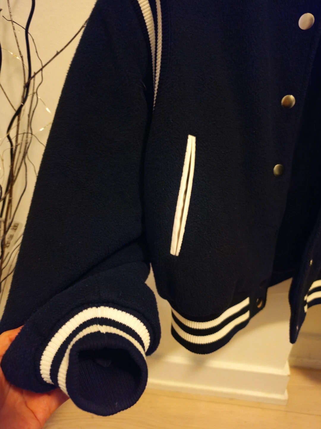 H&M Divided Varsity Bomber Jacket Women Size S,Navy Blue - photo 3