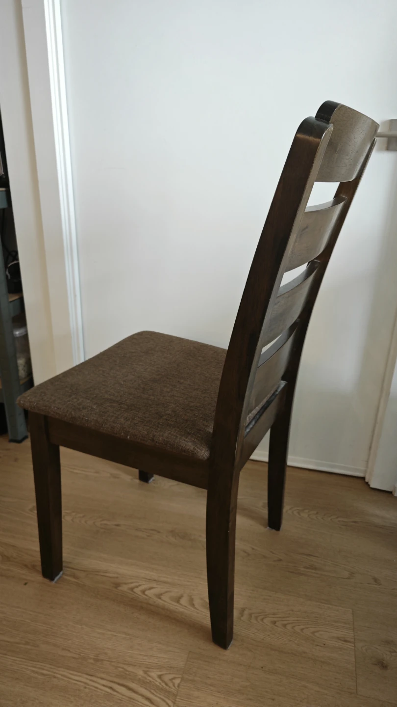 Dark Wood Dining Chair with Brown Upholstered Seat - photo 3