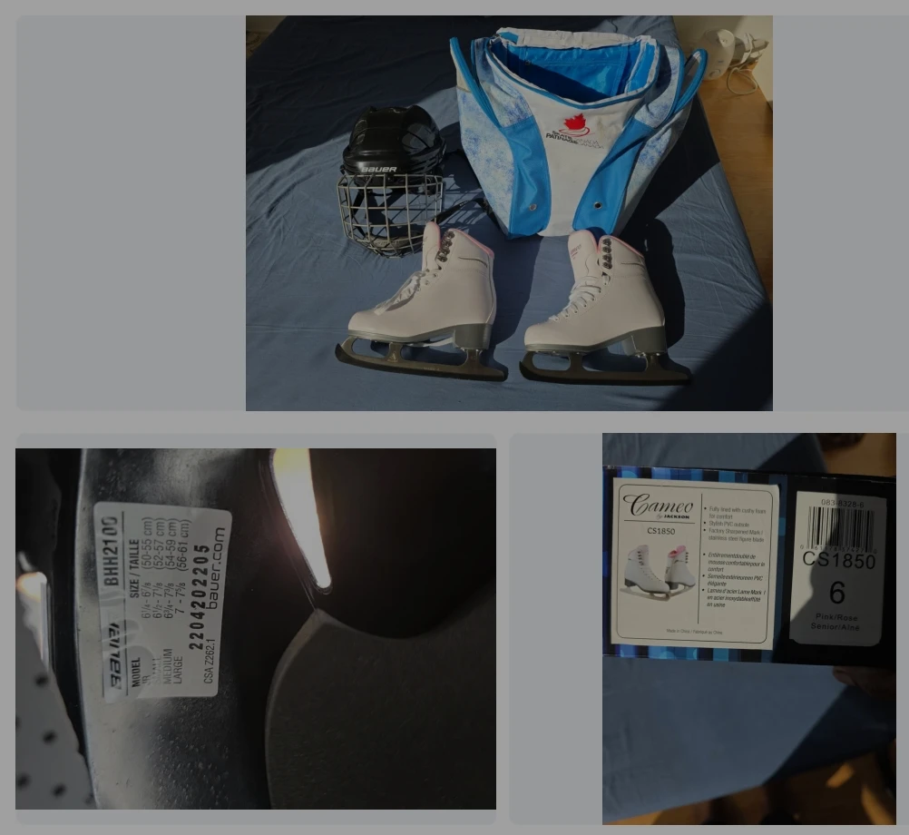 Bauer Hockey Helmet and Jackson Cameo Figure Skates