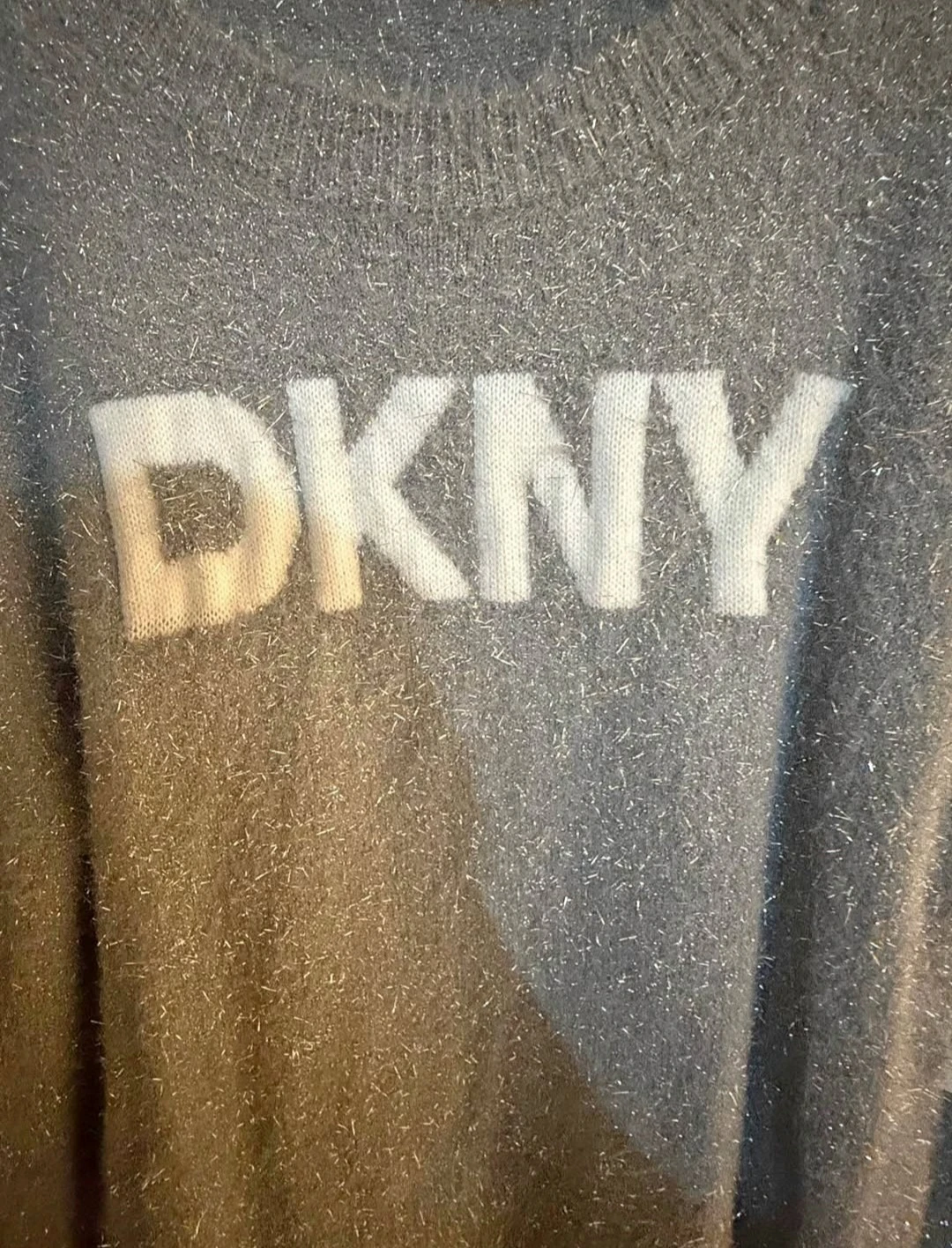 DKNY fuzzy metallic gray knit sweater - photo 4