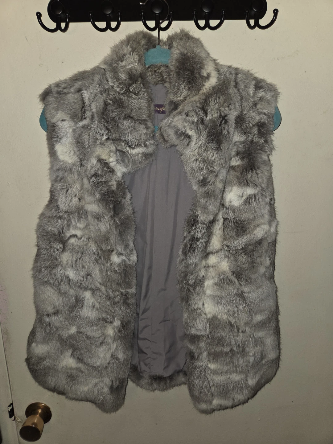 Glamourpuss Grey Rabbit Fur Vest in a Ladies S