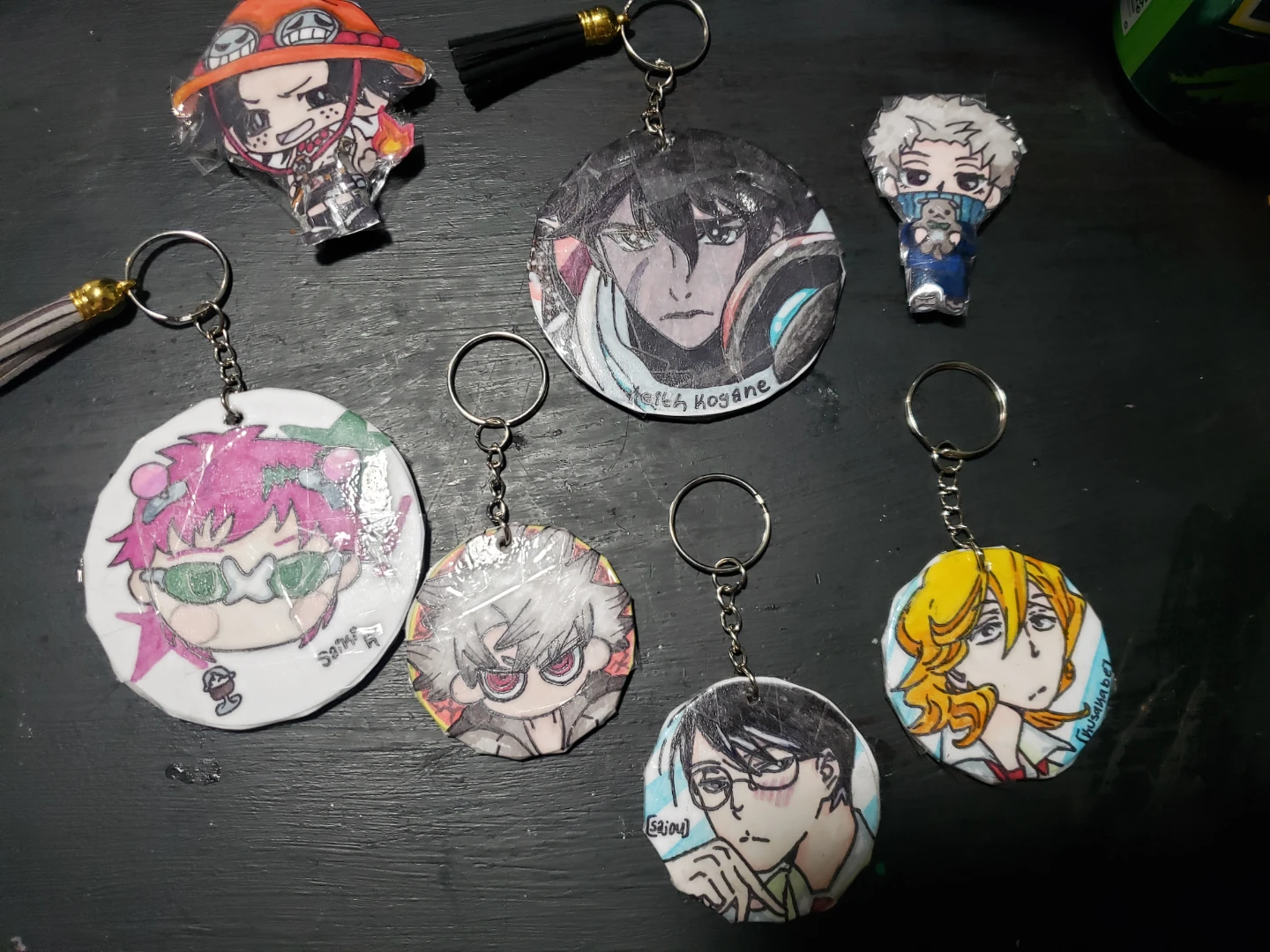 Set of 7 handmade anime character keychains