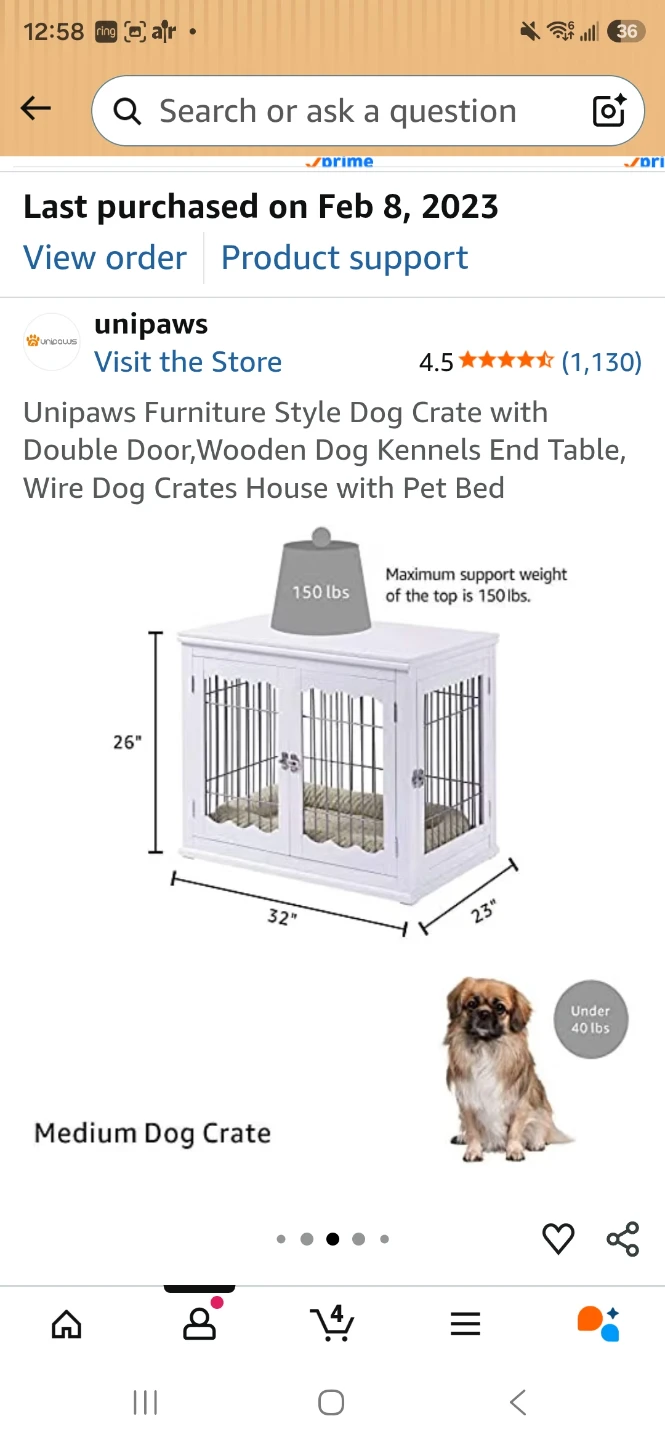 Unipaws Medium Furniture Style Dog Crate - photo 3