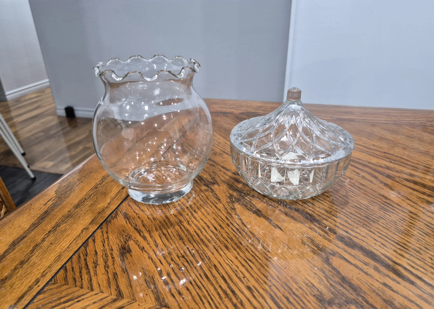 Glass Candy Dish & Rose Bowl lot