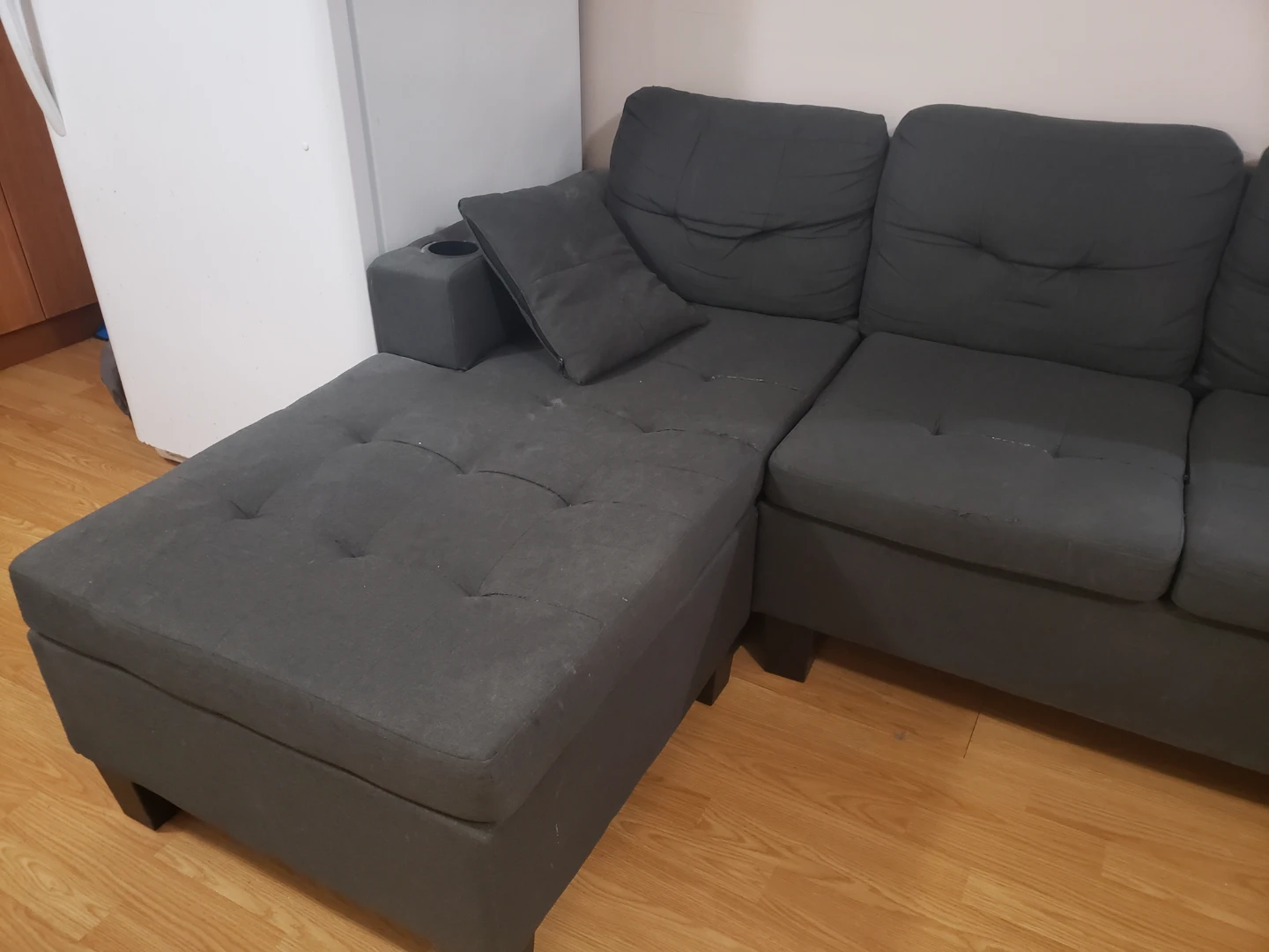 Free Dark Grey Sectional Sofa with Cup Holder - photo 2
