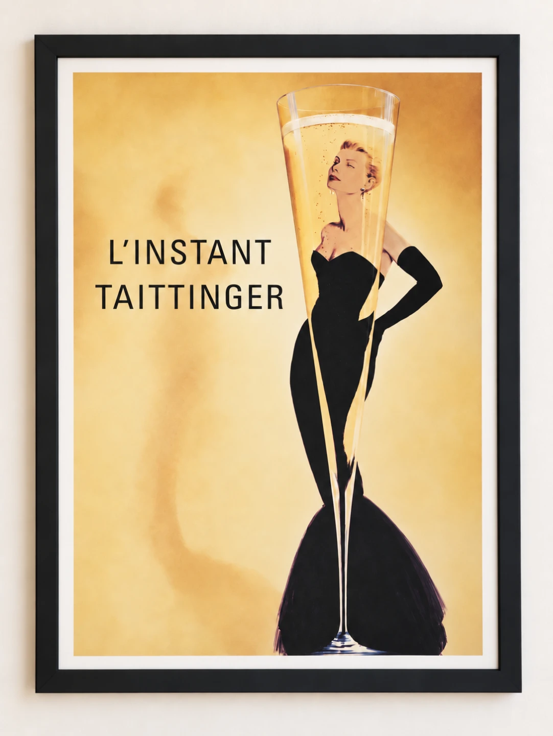 Vintage Large  Framed L'Instant Taittinger Champagne - photo 2