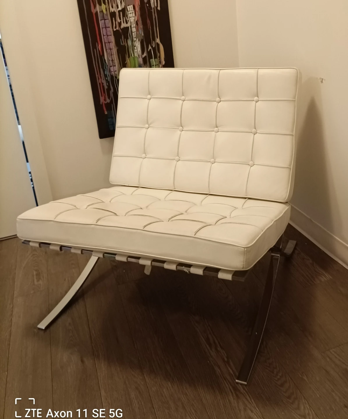White leather Barcelona chair Italy