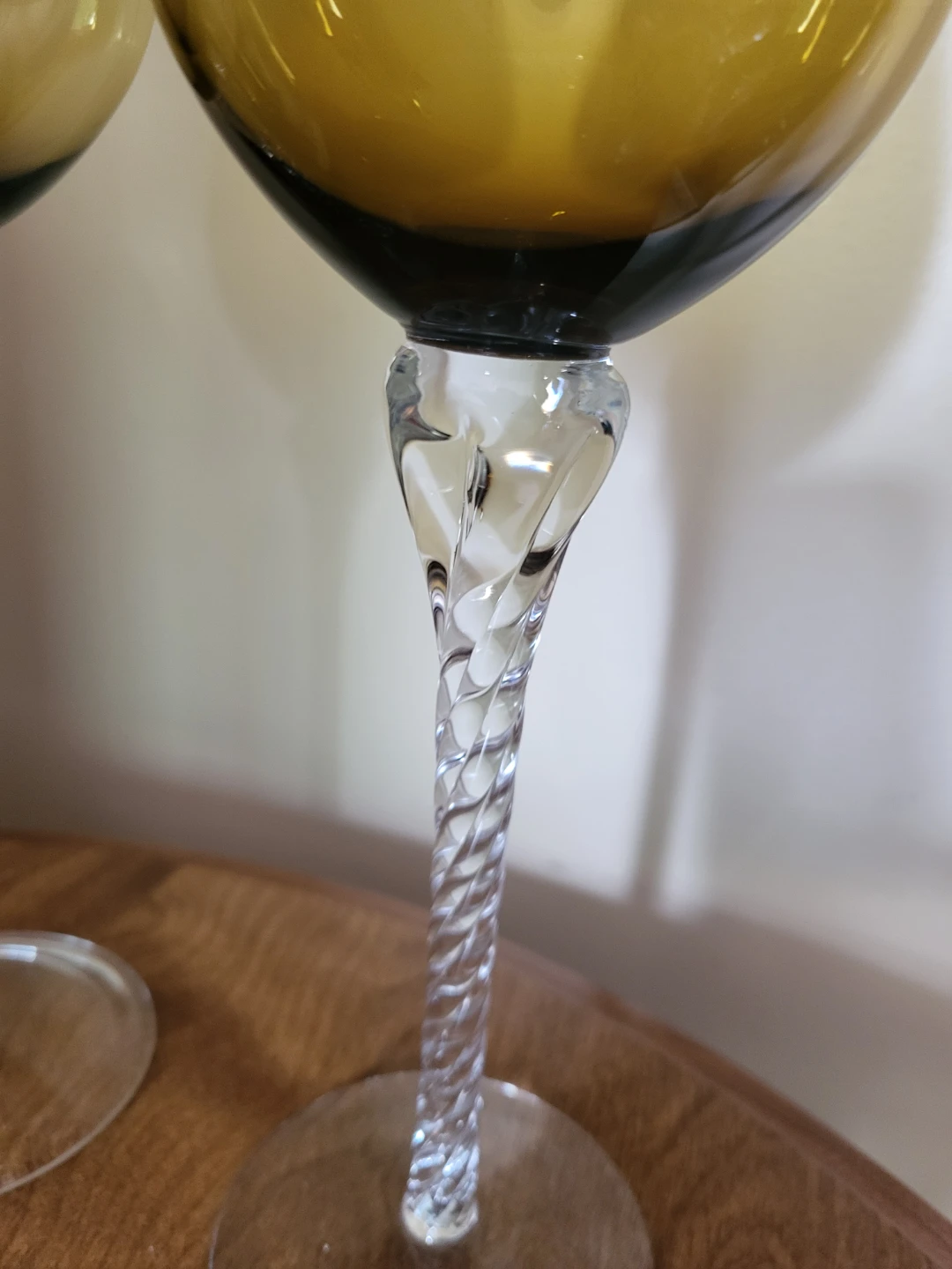 Set of 5 GIANT Amber Tinted Wine Glasses - photo 5