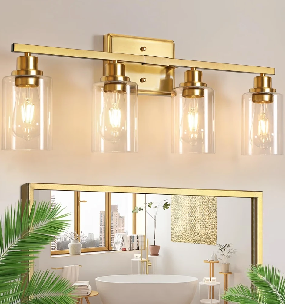 4-Light Gold Bathroom Vanity Light
