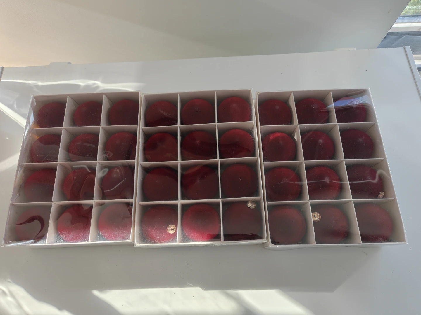 2.4" Set of 36 Red Velvet Christmas Ornaments