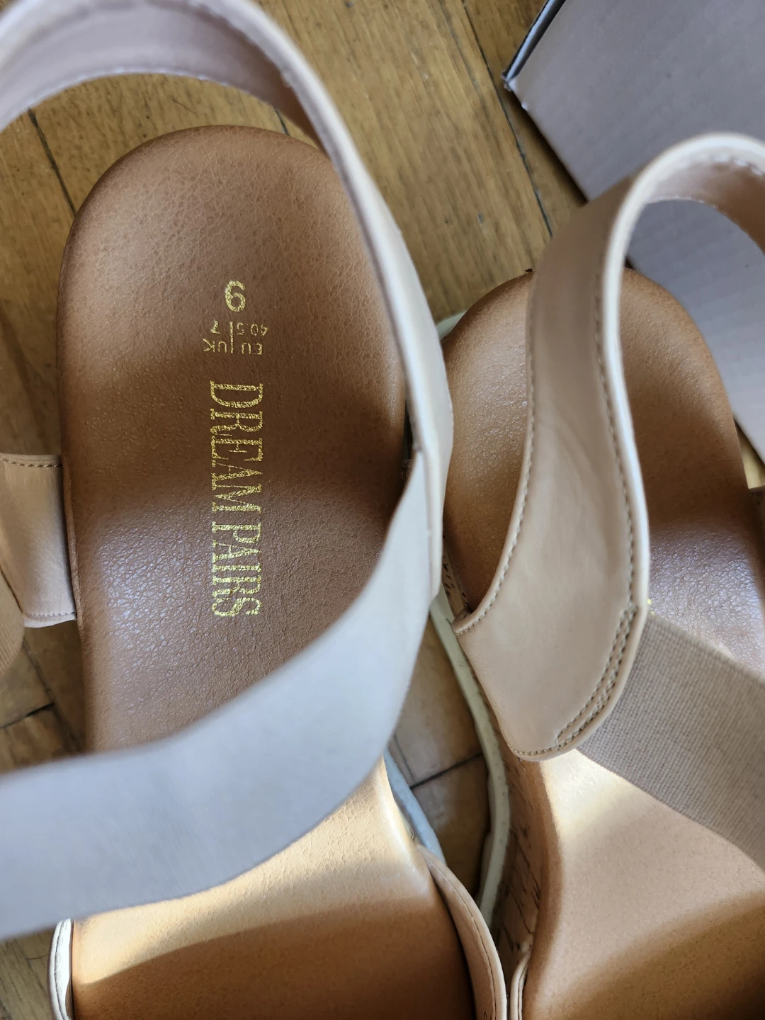 Cute Beige Wedge Sandals Size  9 - photo 3